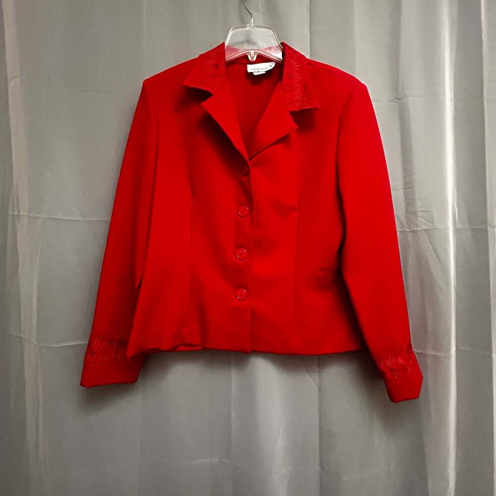 Danielle B Red Embroidered Blazer Jacket Size 10